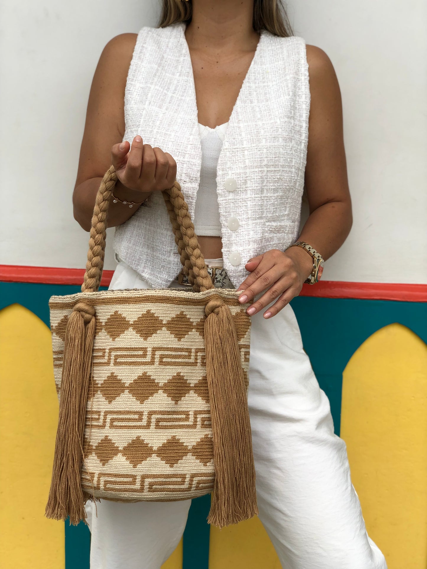 Bolso Wayuú trenza diseño 29x29