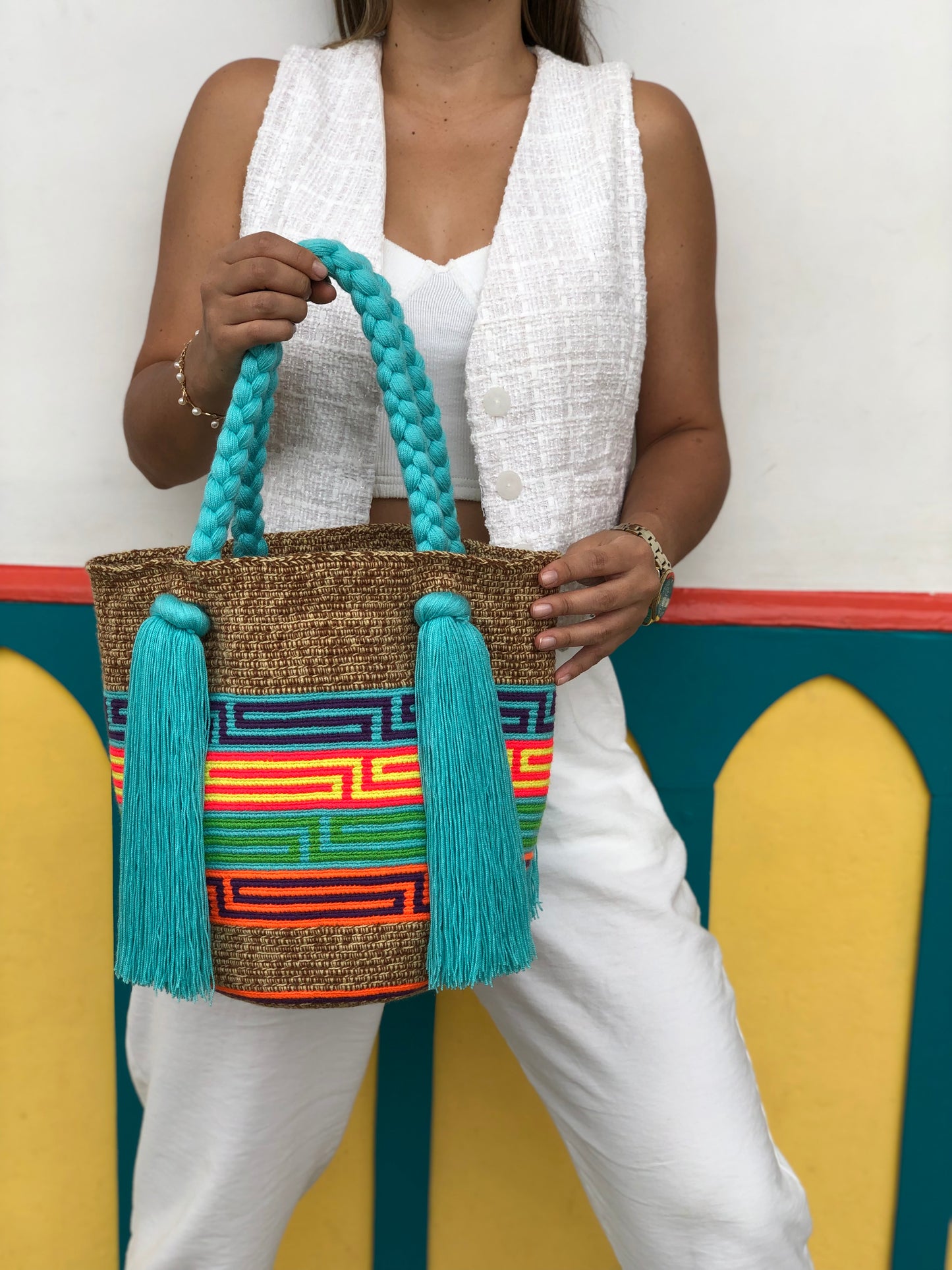 Bolso Wayuú trenza diseño 29x29