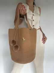 Backpack with Brooch and Tassels 40 x 35