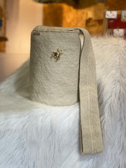 Exclusive Prendedor Unicolor beige Mediana 27 x 24