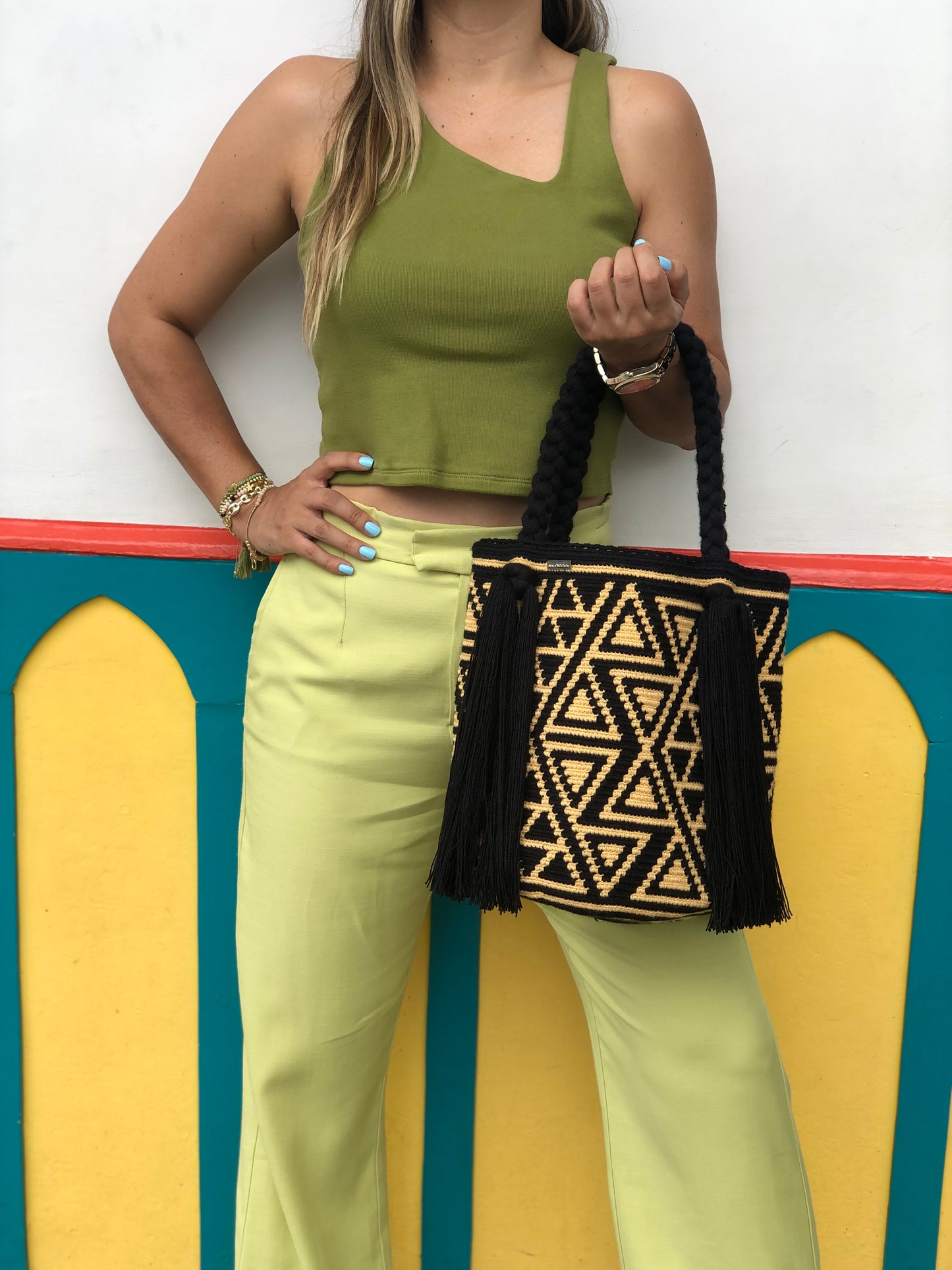 Bolso Wayuú trenza diseño 29x29