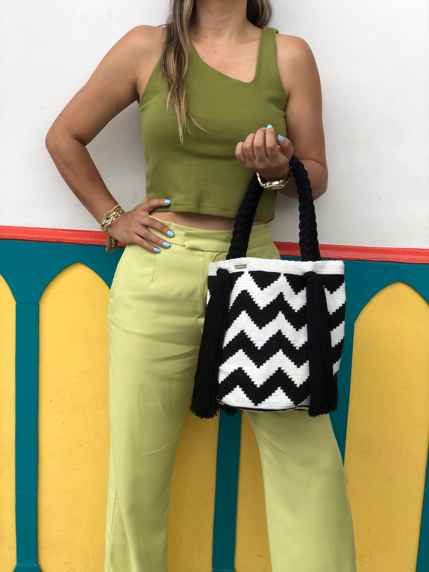 Bolso Wayuú trenza diseño 29x29