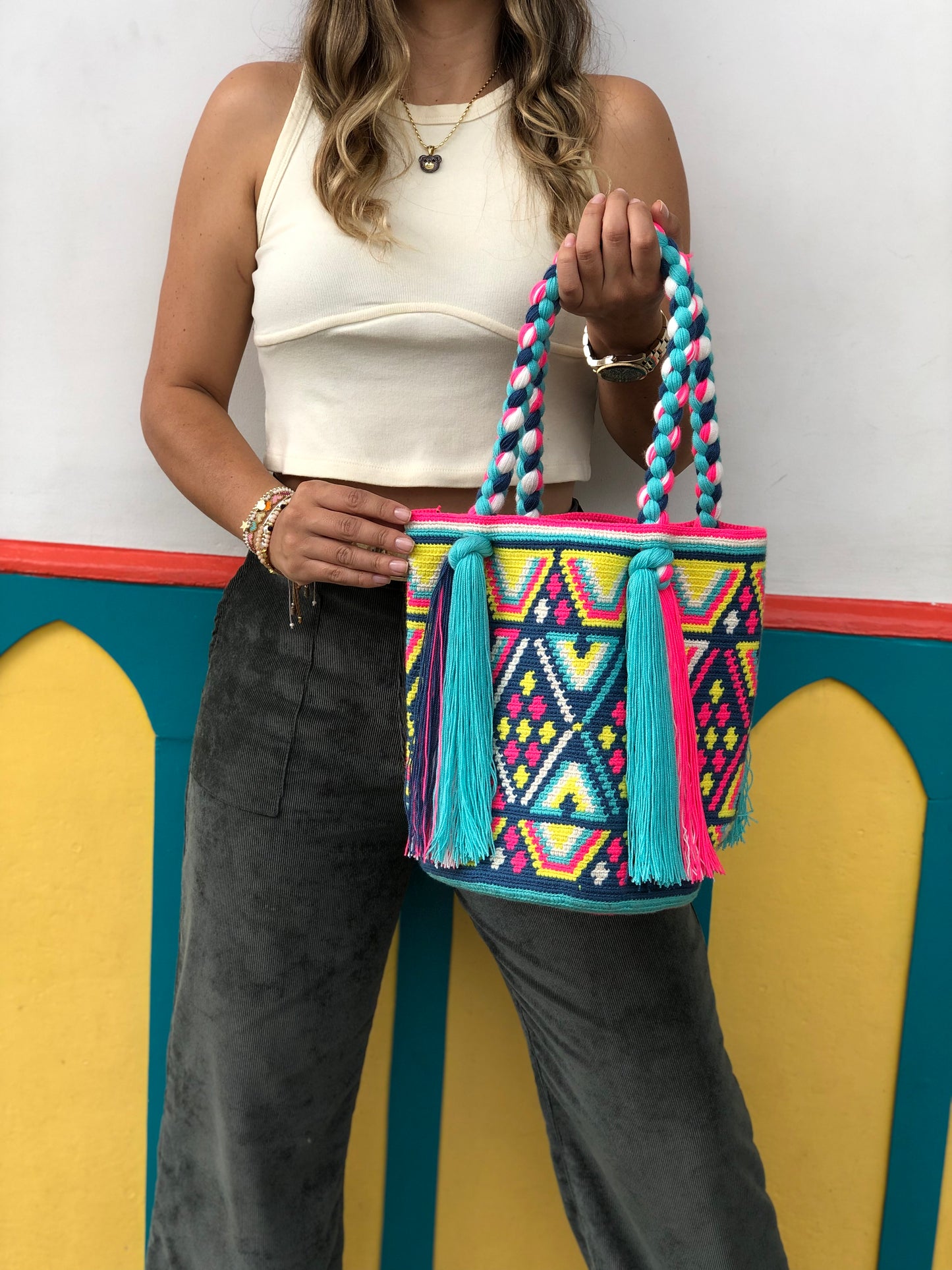 Bolso Wayuú trenza diseño 29x29