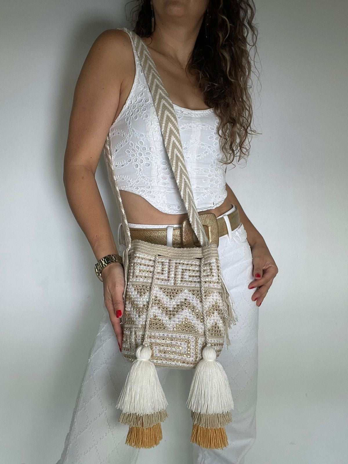 Wayuú Mediana Campanas Pedrería 22 x 21