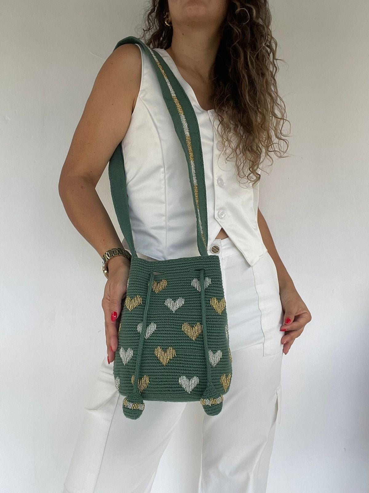 Wayuú Recamada Corazones Mediana 22 x 23