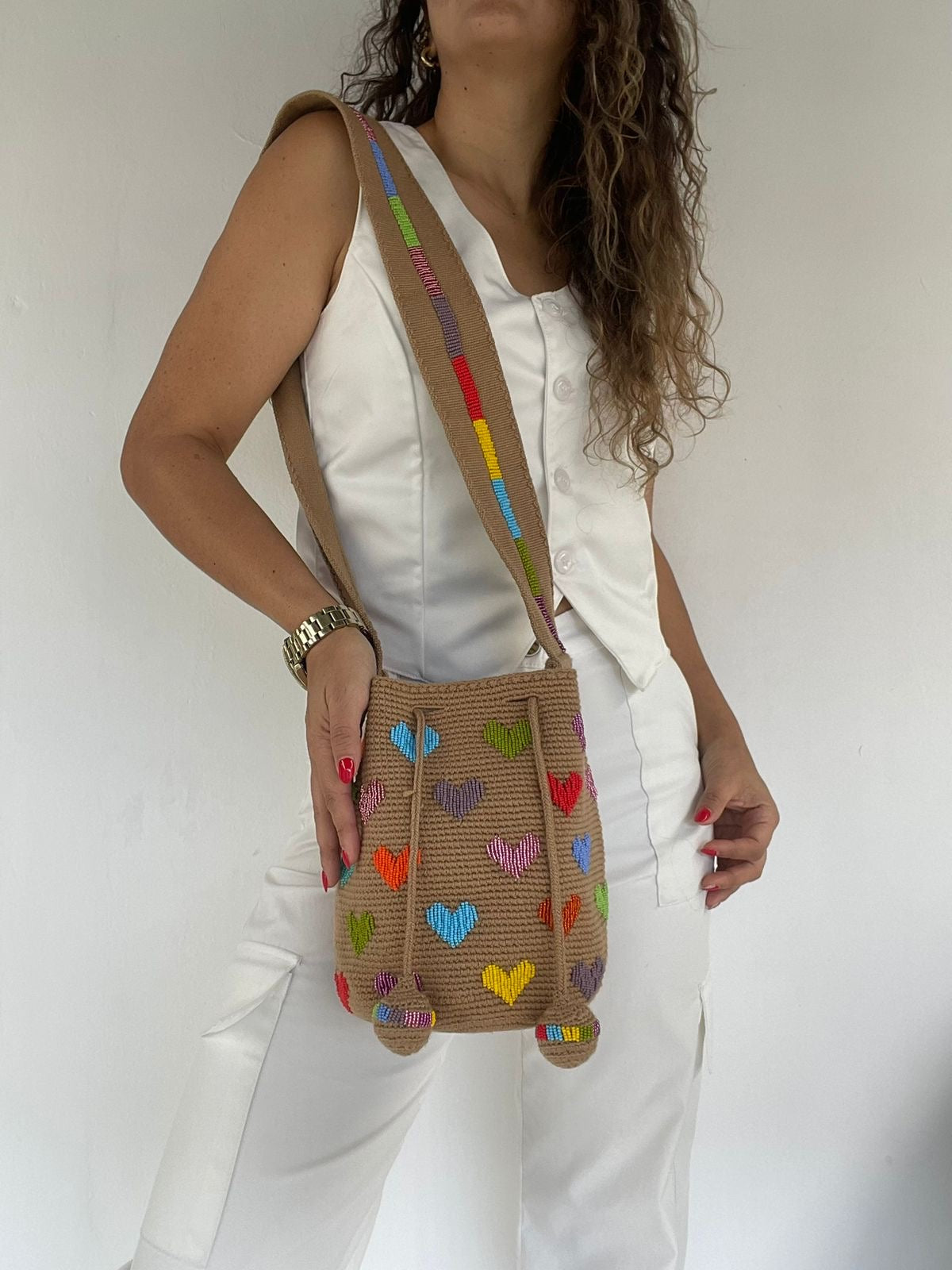 Wayuú Recamada Corazones Mediana 22 x 23