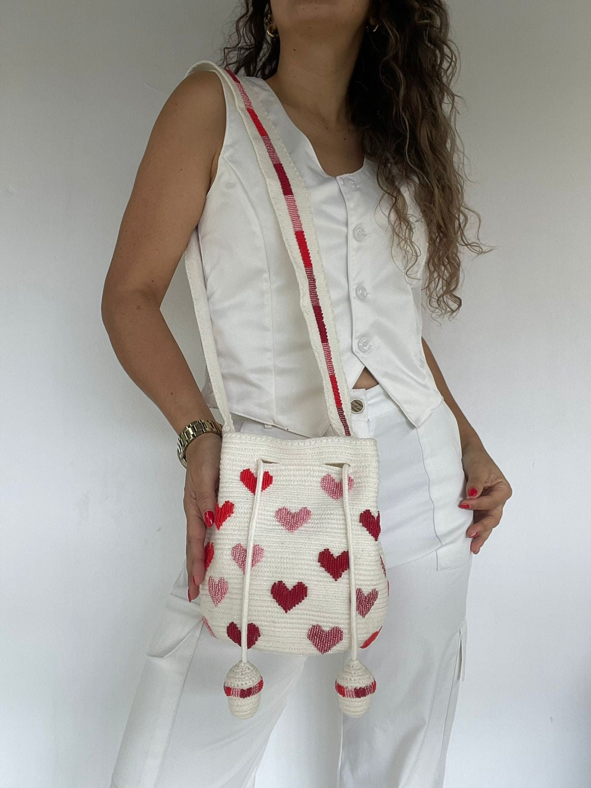 Wayuú Recamada Corazones Mediana 22 x 23