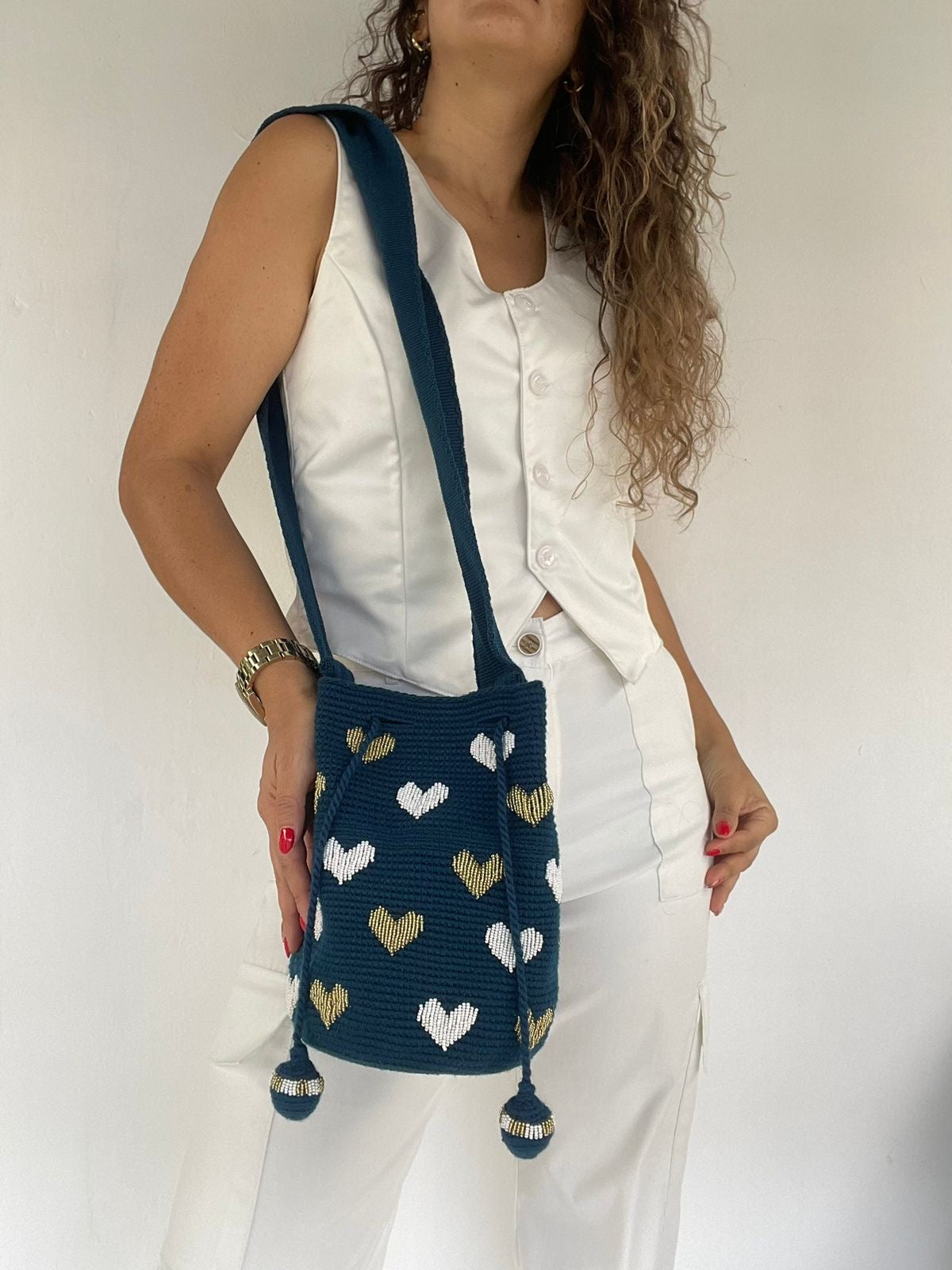 Wayuú Recamada Corazones Mediana 22 x 23