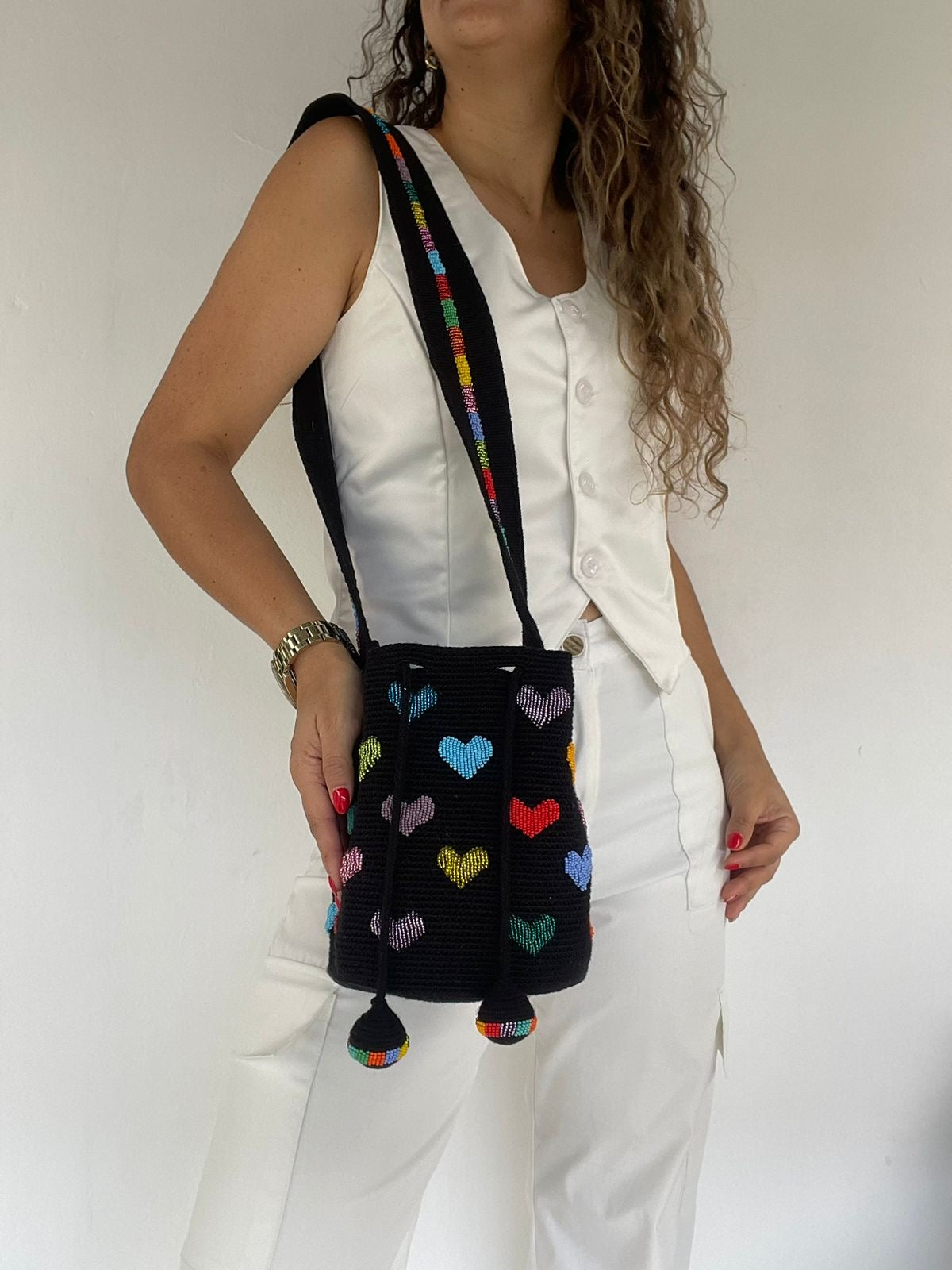 Wayuú Recamada Corazones Mediana 22 x 23