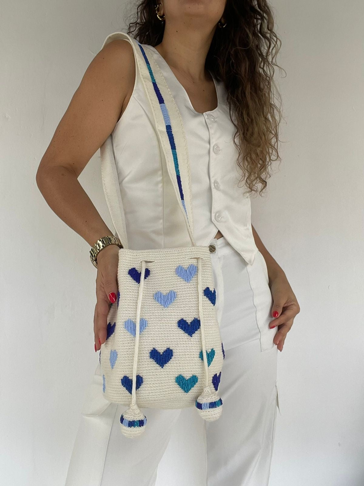 Wayuú Recamada Corazones Mediana 22 x 23