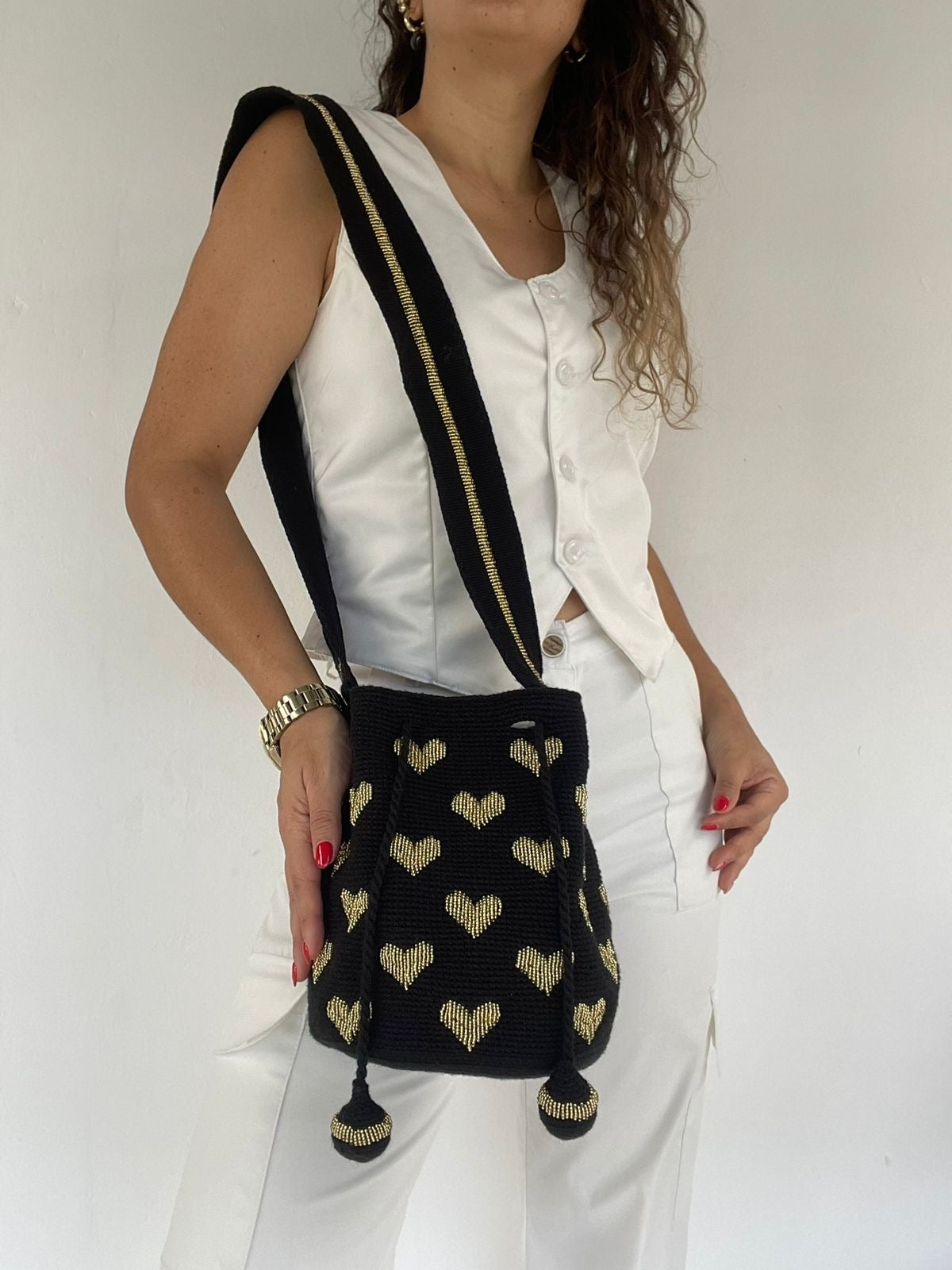 Wayuú Recamada Corazones Mediana 22 x 23